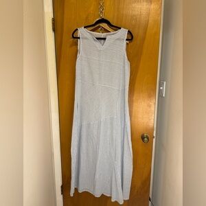 Chic Blue Striped Asymmetrical Maxi Coverup